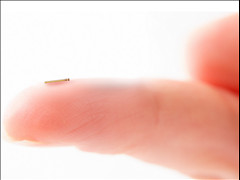 CyPass Micro-Stent on Fingertip